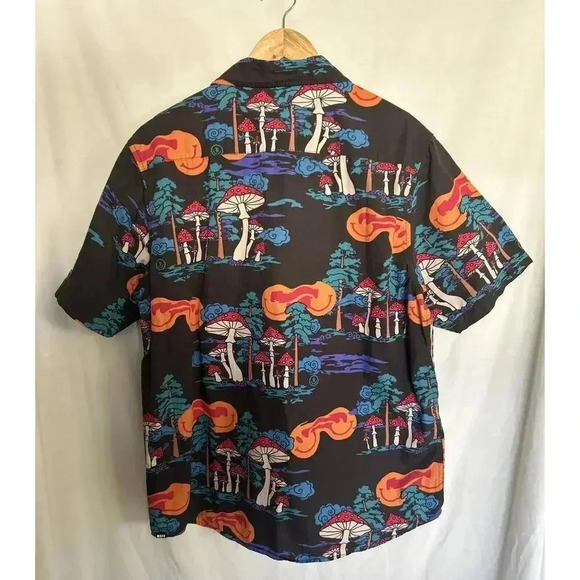 NEFF Button Down Shirt Mushroom Psychedelic Trippy Hippy Smiley Face Men's Med - Picture 3 of 9